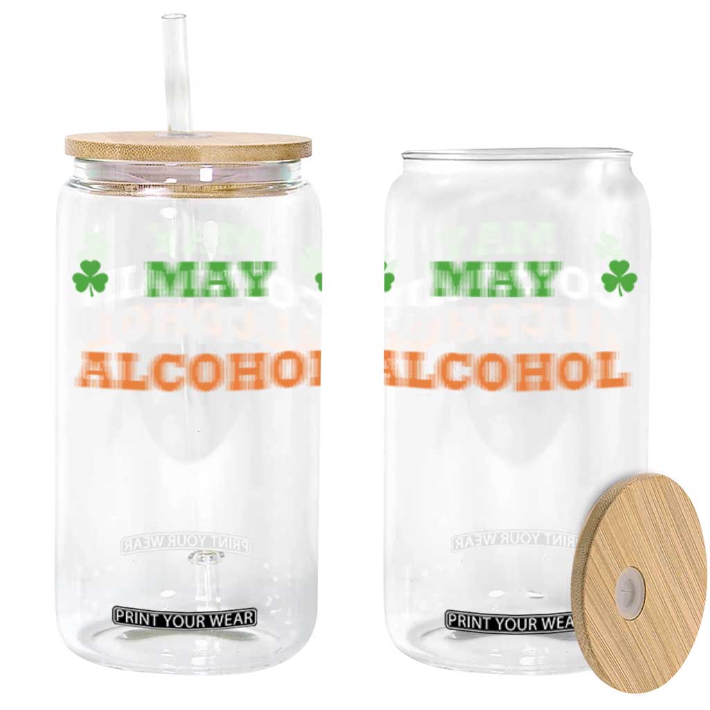 Funny May Contain Alcohol Glass Can Irish Beer Drinking St Patrick's Day Shamrock TS11 Black Print Your Wear