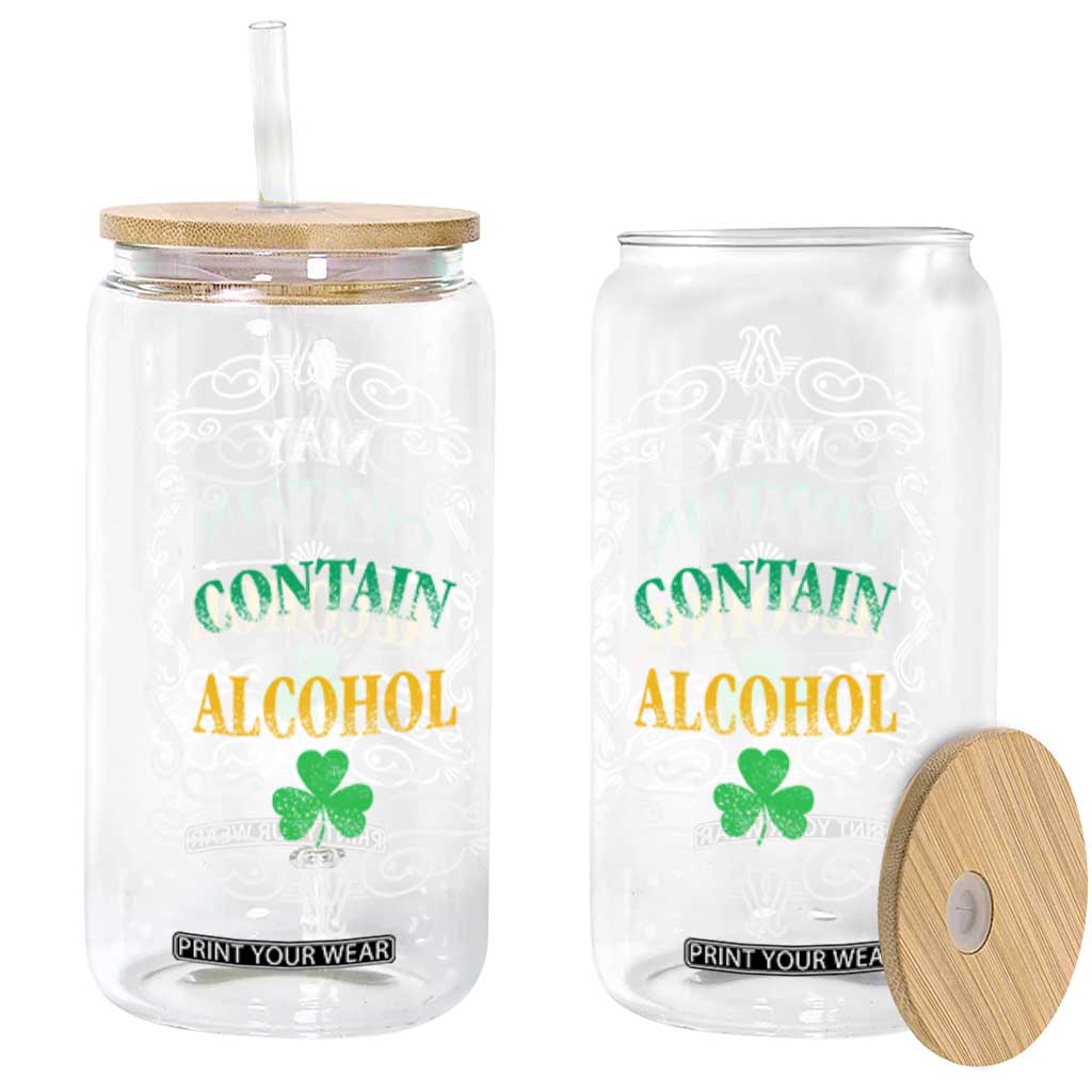 Funny May Contain Alcohol Glass Can Irish Beer Drinking St Patrick's Day TS11 Black Print Your Wear