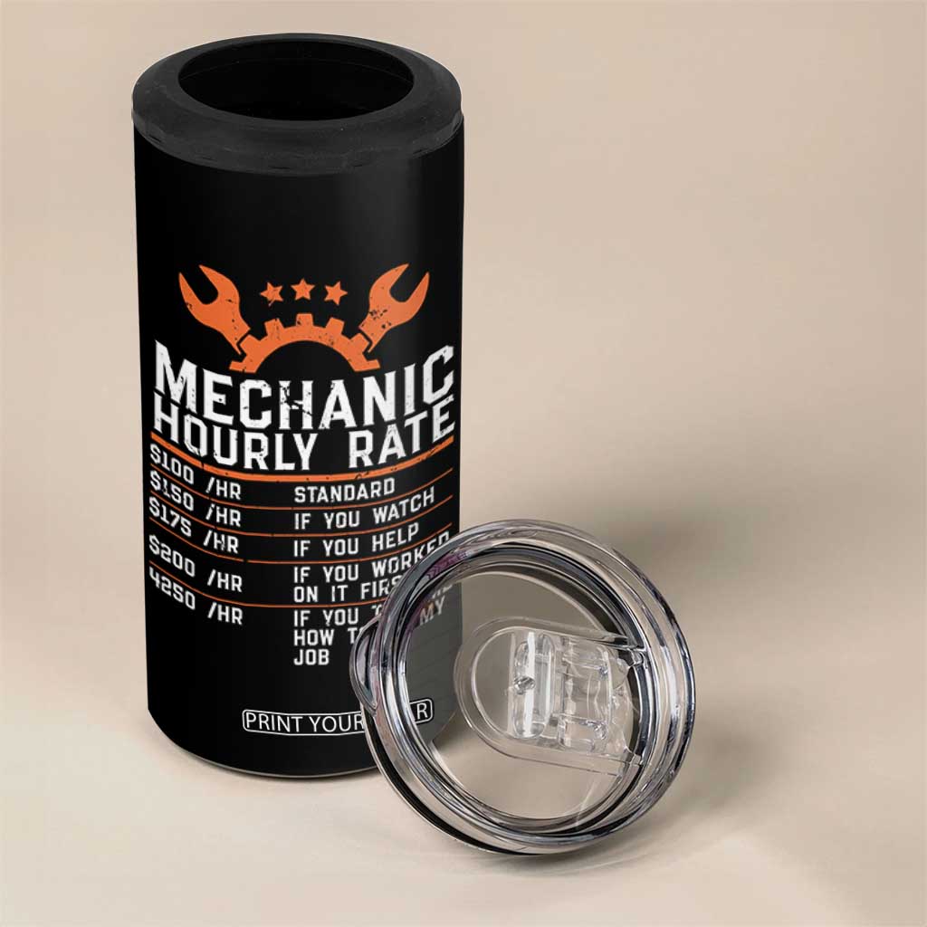 Funny Mechanic Hourly Rate Auto Car Mechanic Labor Rates 4 in 1 Can Cooler Tumbler TS11 Print Your Wear