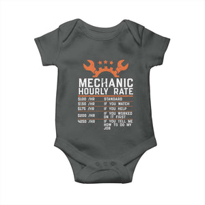 Funny Mechanic Hourly Rate Auto Car Mechanic Labor Rates Baby Onesie TS11 Dark Heather Print Your Wear