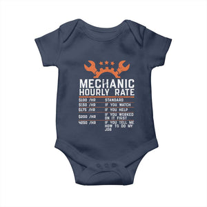 Funny Mechanic Hourly Rate Auto Car Mechanic Labor Rates Baby Onesie TS11 Navy Print Your Wear