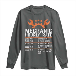 Funny Mechanic Hourly Rate Auto Car Mechanic Labor Rates Long Sleeve Shirt TS11 Dark Heather Print Your Wear