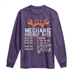 Funny Mechanic Hourly Rate Auto Car Mechanic Labor Rates Long Sleeve Shirt TS11 Purple Print Your Wear
