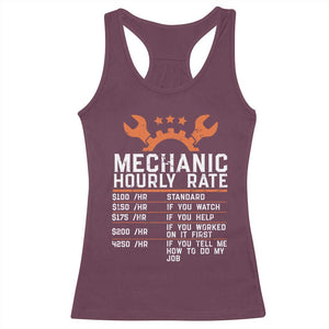 Funny Mechanic Hourly Rate Auto Car Mechanic Labor Rates Racerback Tank Top TS11 Maroon Print Your Wear