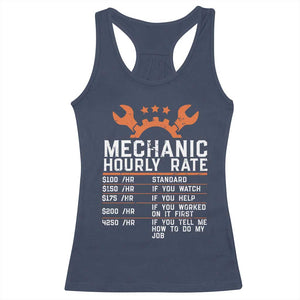 Funny Mechanic Hourly Rate Auto Car Mechanic Labor Rates Racerback Tank Top TS11 Navy Print Your Wear