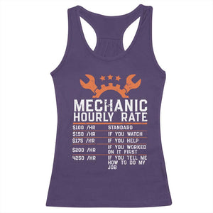Funny Mechanic Hourly Rate Auto Car Mechanic Labor Rates Racerback Tank Top TS11 Purple Print Your Wear