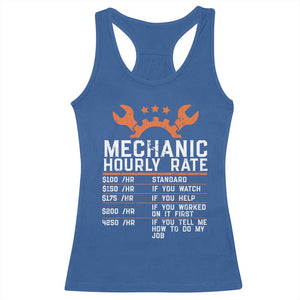 Funny Mechanic Hourly Rate Auto Car Mechanic Labor Rates Racerback Tank Top TS11 Royal Blue Print Your Wear