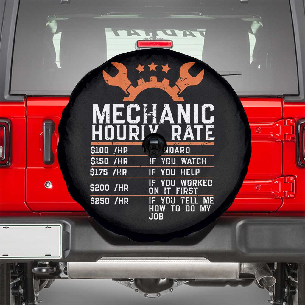 Funny Mechanic Hourly Rate Auto Car Mechanic Labor Rates Spare Tire Cover TS11 Black Print Your Wear