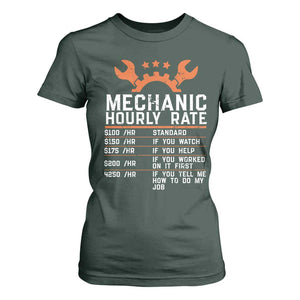 Funny Mechanic Hourly Rate Auto Car Mechanic Labor Rates T Shirt For Women TS11 Dark Forest Green Print Your Wear