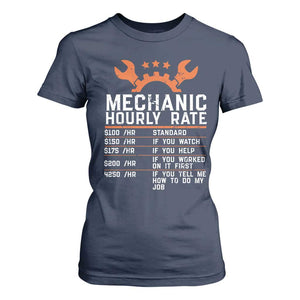 Funny Mechanic Hourly Rate Auto Car Mechanic Labor Rates T Shirt For Women TS11 Navy Print Your Wear