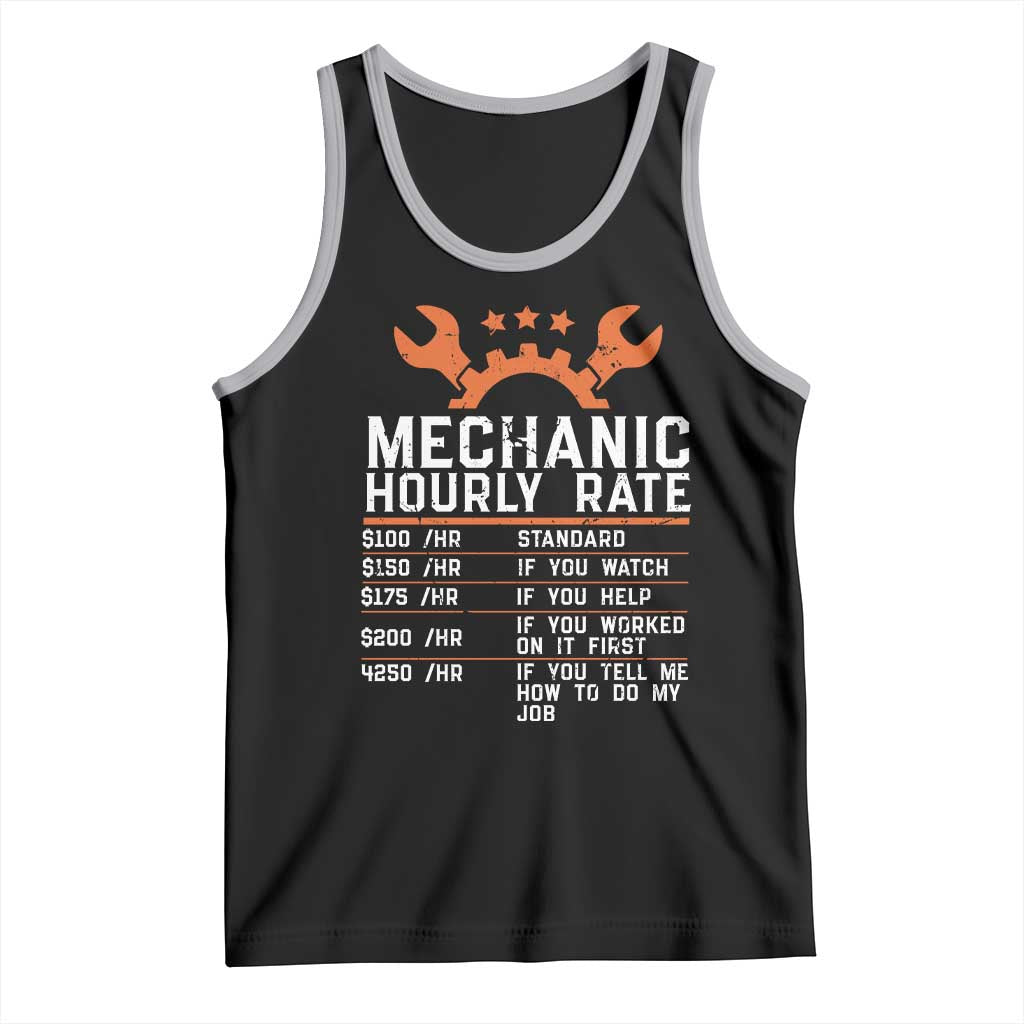Funny Mechanic Hourly Rate Auto Car Mechanic Labor Rates Tank Top TS11 Black Athletic Heather Print Your Wear