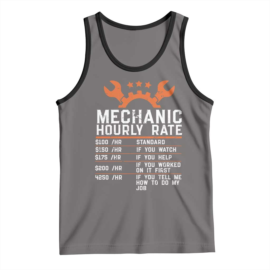 Funny Mechanic Hourly Rate Auto Car Mechanic Labor Rates Tank Top TS11 Deep Heather Black Print Your Wear