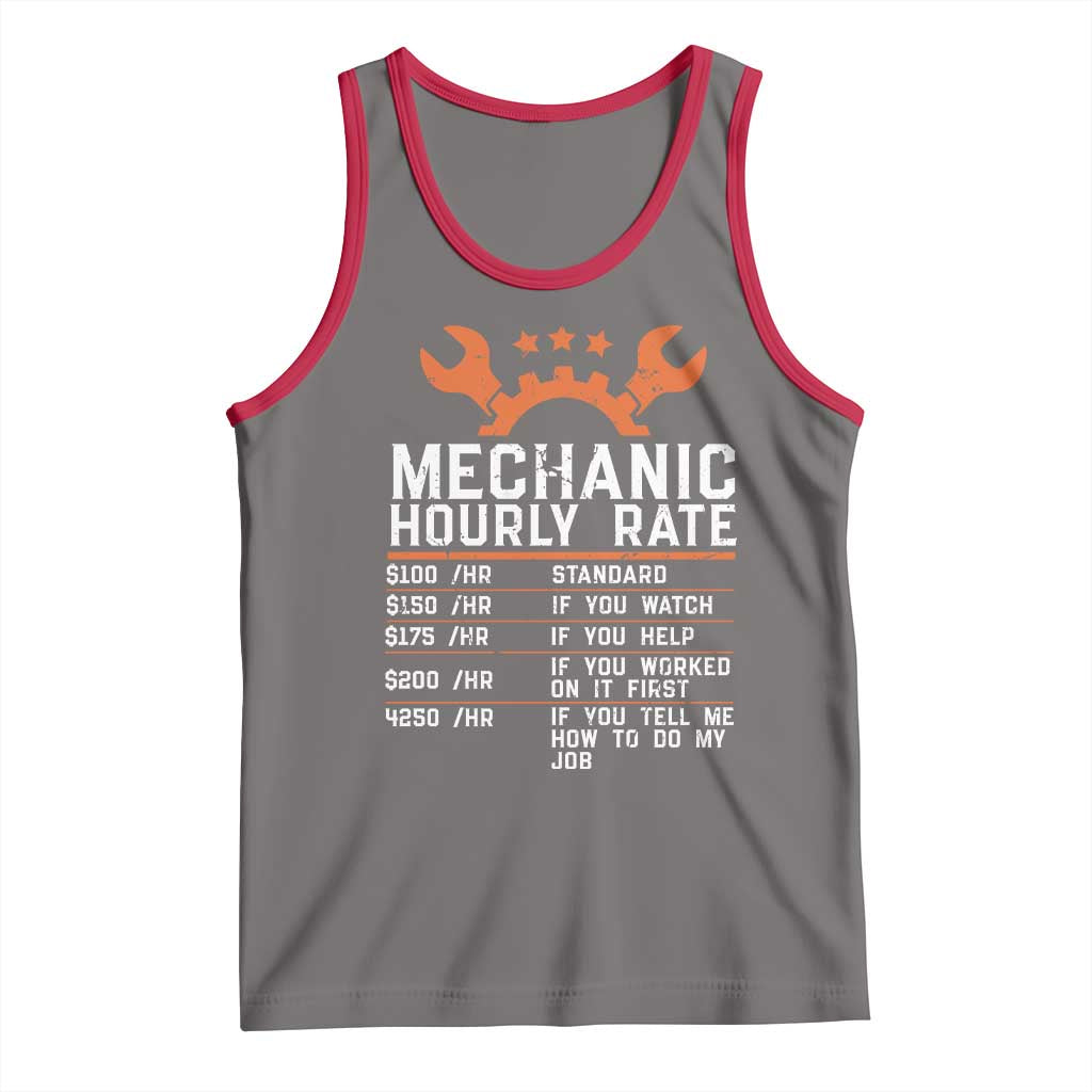 Funny Mechanic Hourly Rate Auto Car Mechanic Labor Rates Tank Top TS11 Deep Heather Red Print Your Wear