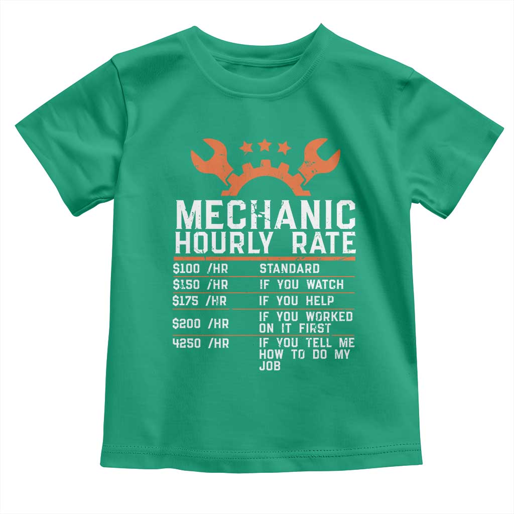 Funny Mechanic Hourly Rate Auto Car Mechanic Labor Rates Toddler T Shirt TS11 Irish Green Print Your Wear