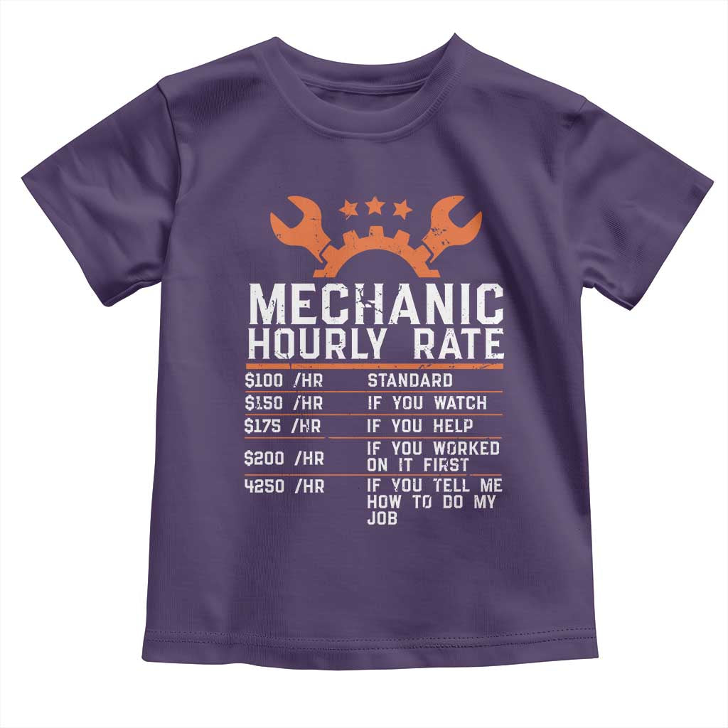 Funny Mechanic Hourly Rate Auto Car Mechanic Labor Rates Toddler T Shirt TS11 Purple Print Your Wear