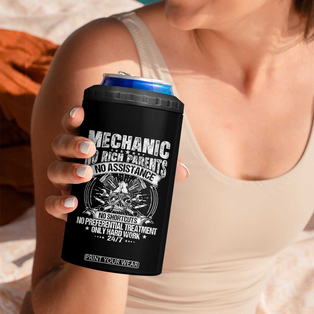 Funny Mechanic No Rich Parents No Assistance No Handouts 4 in 1 Can Cooler Tumbler Car Mechanic Garage TS11 Print Your Wear