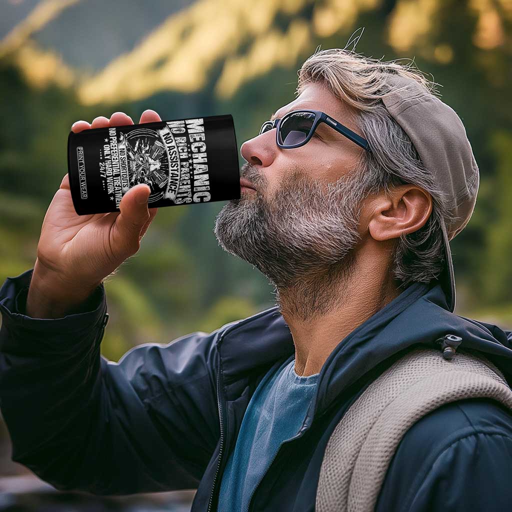 Funny Mechanic No Rich Parents No Assistance No Handouts 4 in 1 Can Cooler Tumbler Car Mechanic Garage TS11 Print Your Wear