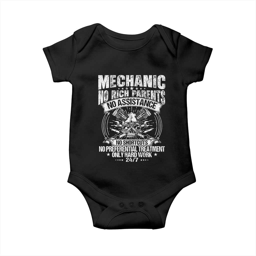 Funny Mechanic No Rich Parents No Assistance No Handouts Baby Onesie Car Mechanic Garage TS11 Black Print Your Wear