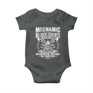 Funny Mechanic No Rich Parents No Assistance No Handouts Baby Onesie Car Mechanic Garage TS11 Dark Heather Print Your Wear