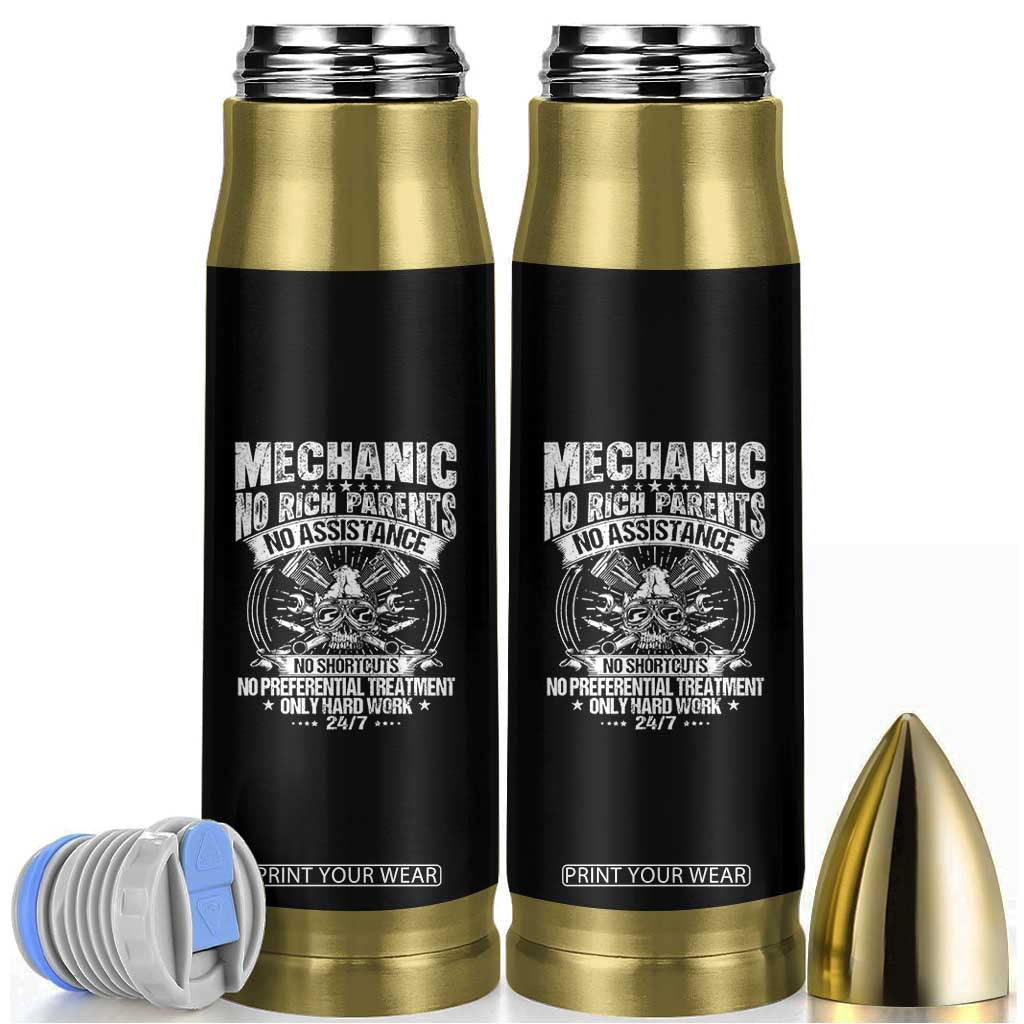 Funny Mechanic No Rich Parents No Assistance No Handouts Bullet Tumbler Car Mechanic Garage TS11 Black Print Your Wear