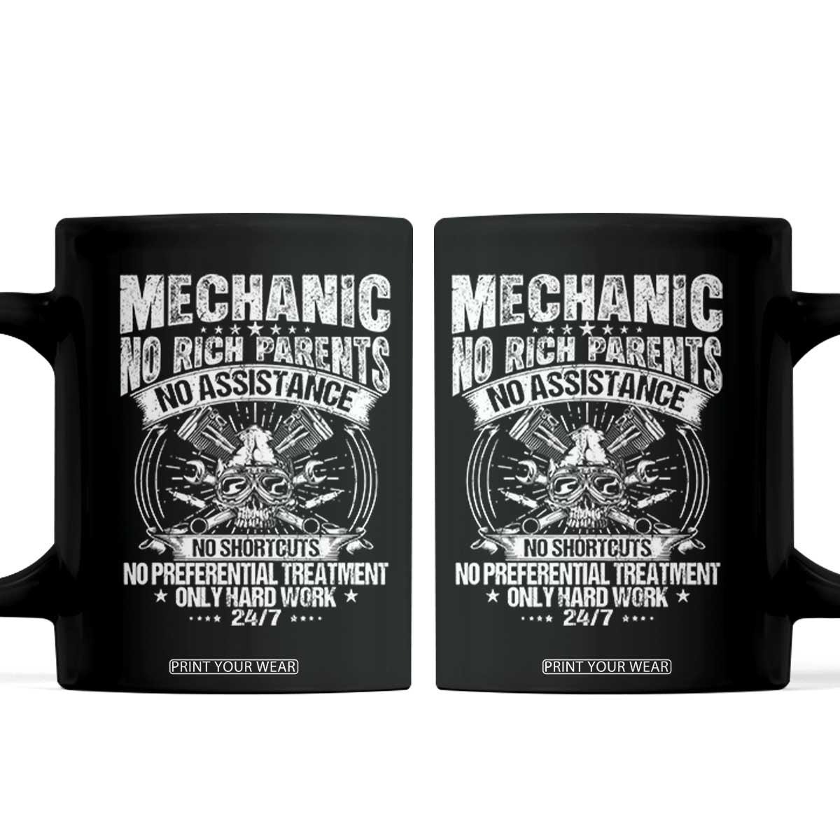Funny Mechanic No Rich Parents No Assistance No Handouts Coffee Mug Car Mechanic Garage TS11 Black Print Your Wear