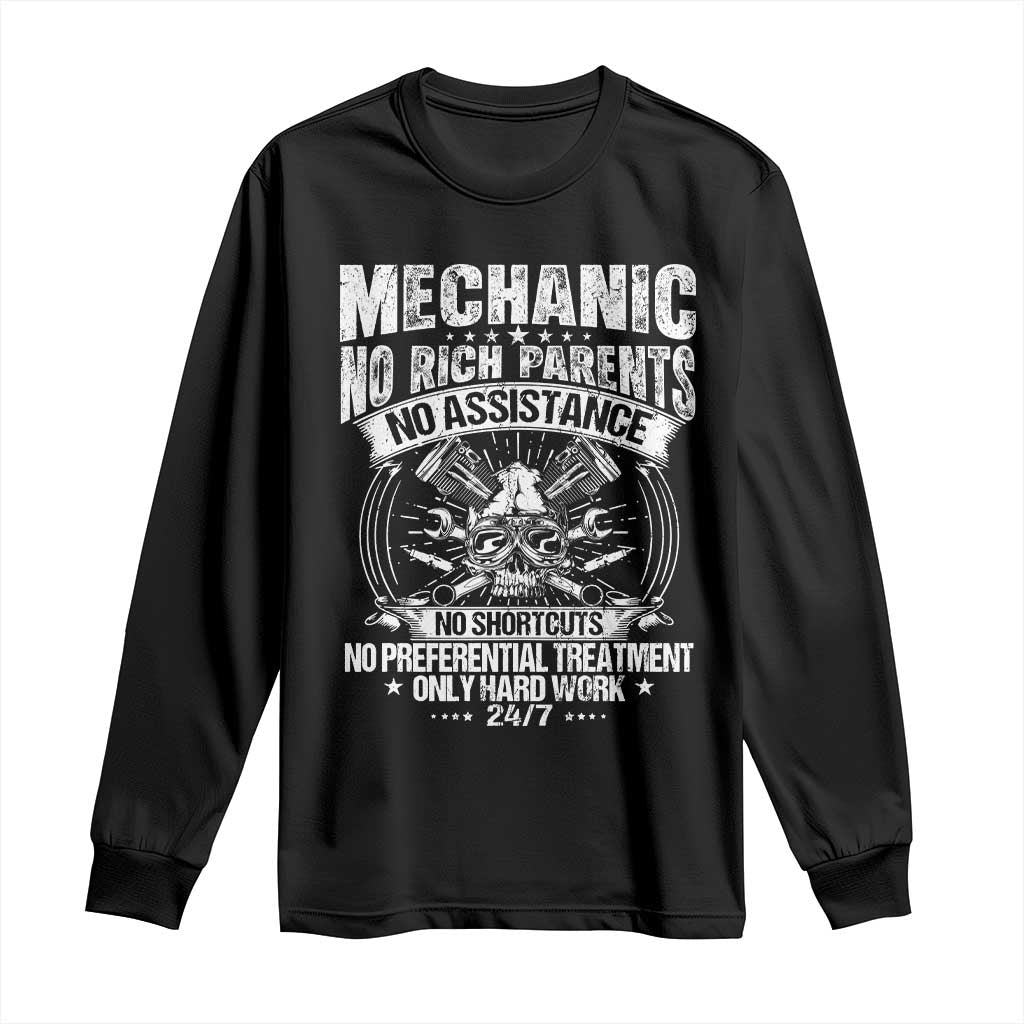 Funny Mechanic No Rich Parents No Assistance No Handouts Long Sleeve Shirt Car Mechanic Garage TS11 Black Print Your Wear
