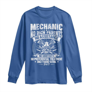 Funny Mechanic No Rich Parents No Assistance No Handouts Long Sleeve Shirt Car Mechanic Garage TS11 Royal Blue Print Your Wear