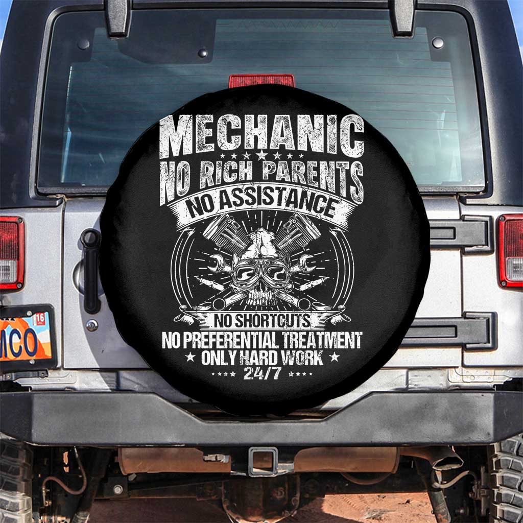 Funny Mechanic No Rich Parents No Assistance No Handouts Spare Tire Cover Car Mechanic Garage TS11 No hole Black Print Your Wear