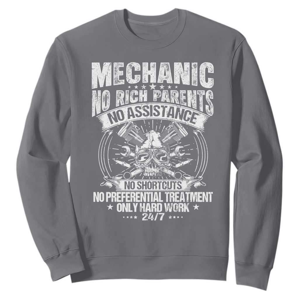 Funny Mechanic No Rich Parents No Assistance No Handouts Sweatshirt Car Mechanic Garage TS11 Charcoal Print Your Wear