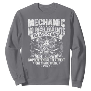 Funny Mechanic No Rich Parents No Assistance No Handouts Sweatshirt Car Mechanic Garage TS11 Charcoal Print Your Wear
