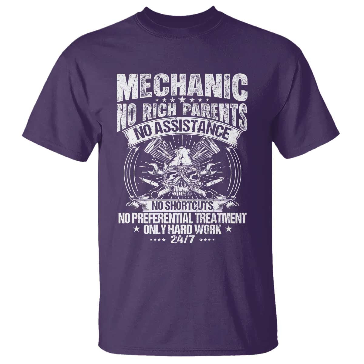 Funny Mechanic No Rich Parents No Assistance No Handouts T Shirt Car Mechanic Garage TS11 Purple Print Your Wear