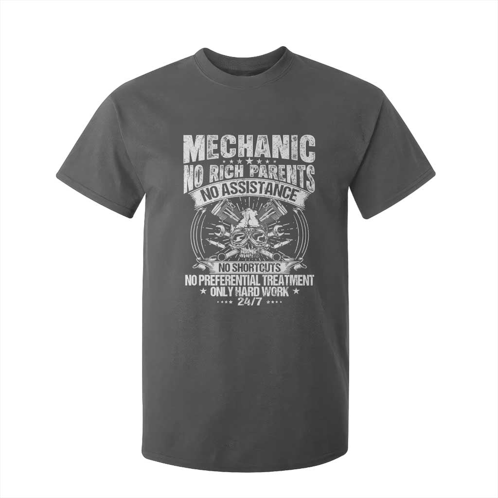 Funny Mechanic No Rich Parents No Assistance No Handouts T Shirt For Kid Car Mechanic Garage TS11 Dark Heather Print Your Wear