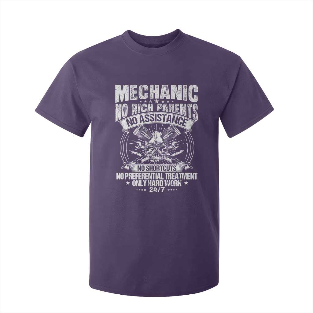 Funny Mechanic No Rich Parents No Assistance No Handouts T Shirt For Kid Car Mechanic Garage TS11 Purple Print Your Wear