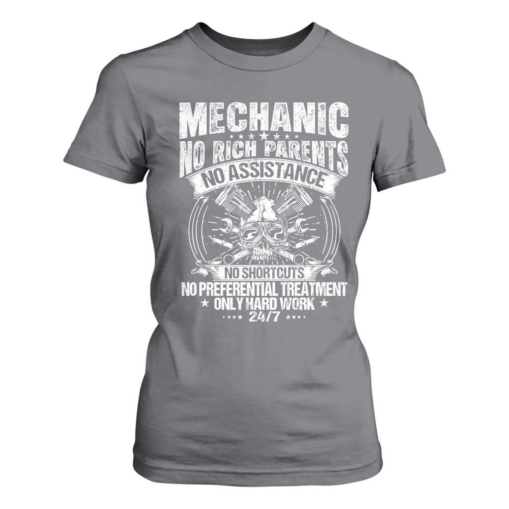 Funny Mechanic No Rich Parents No Assistance No Handouts T Shirt For Women Car Mechanic Garage TS11 Charcoal Print Your Wear