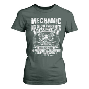 Funny Mechanic No Rich Parents No Assistance No Handouts T Shirt For Women Car Mechanic Garage TS11 Dark Forest Green Print Your Wear