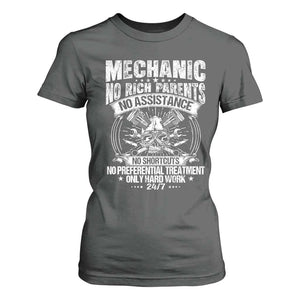 Funny Mechanic No Rich Parents No Assistance No Handouts T Shirt For Women Car Mechanic Garage TS11 Dark Heather Print Your Wear