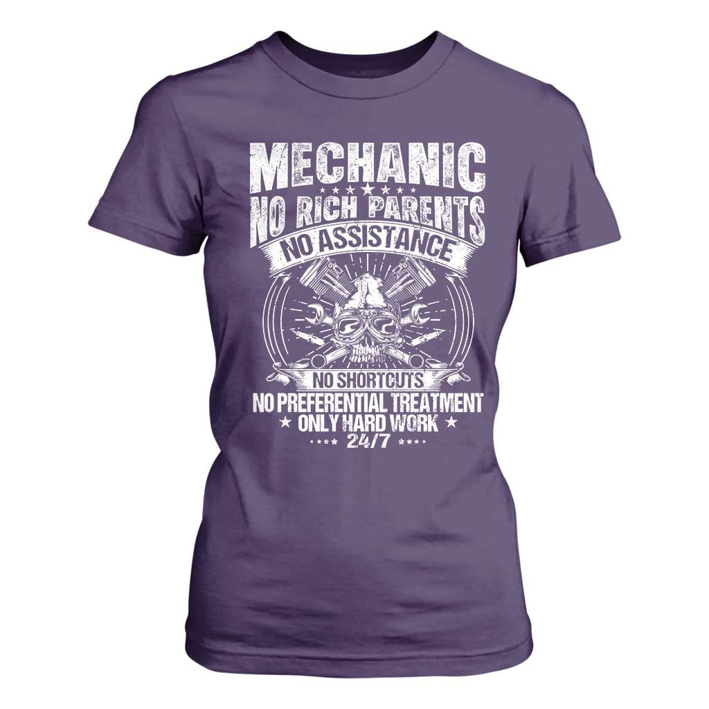 Funny Mechanic No Rich Parents No Assistance No Handouts T Shirt For Women Car Mechanic Garage TS11 Purple Print Your Wear