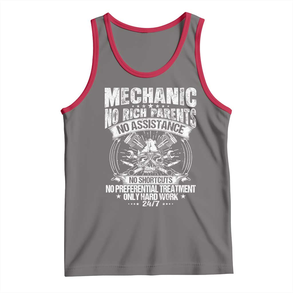 Funny Mechanic No Rich Parents No Assistance No Handouts Tank Top Car Mechanic Garage TS11 Deep Heather Red Print Your Wear