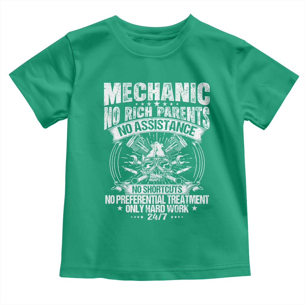 Funny Mechanic No Rich Parents No Assistance No Handouts Toddler T Shirt Car Mechanic Garage TS11 Irish Green Print Your Wear