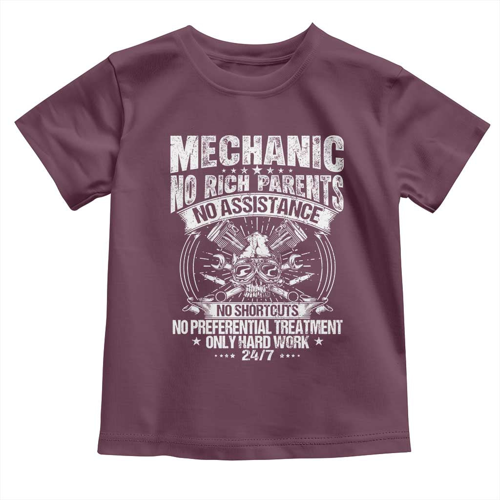 Funny Mechanic No Rich Parents No Assistance No Handouts Toddler T Shirt Car Mechanic Garage TS11 Maroon Print Your Wear