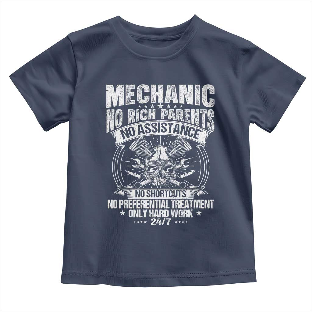 Funny Mechanic No Rich Parents No Assistance No Handouts Toddler T Shirt Car Mechanic Garage TS11 Navy Print Your Wear