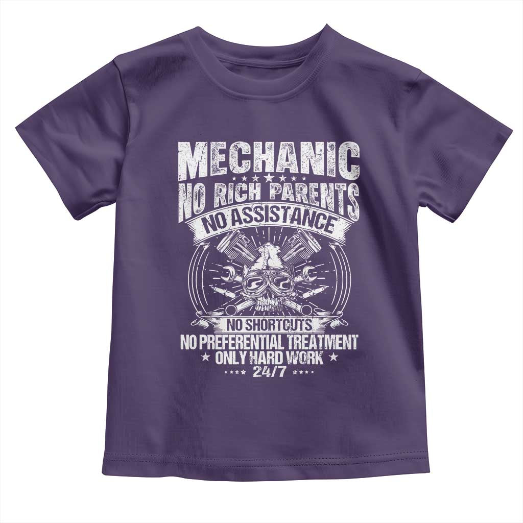 Funny Mechanic No Rich Parents No Assistance No Handouts Toddler T Shirt Car Mechanic Garage TS11 Purple Print Your Wear
