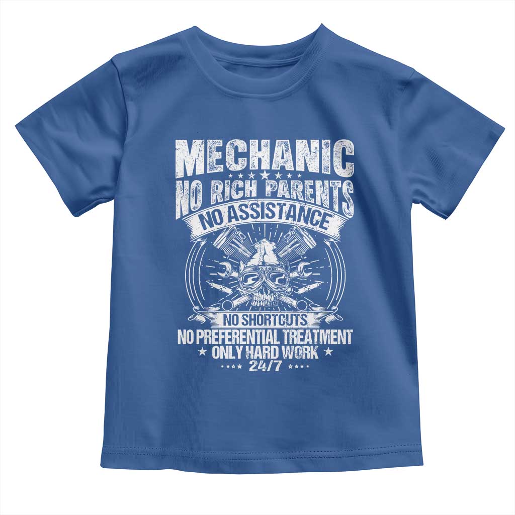 Funny Mechanic No Rich Parents No Assistance No Handouts Toddler T Shirt Car Mechanic Garage TS11 Royal Blue Print Your Wear