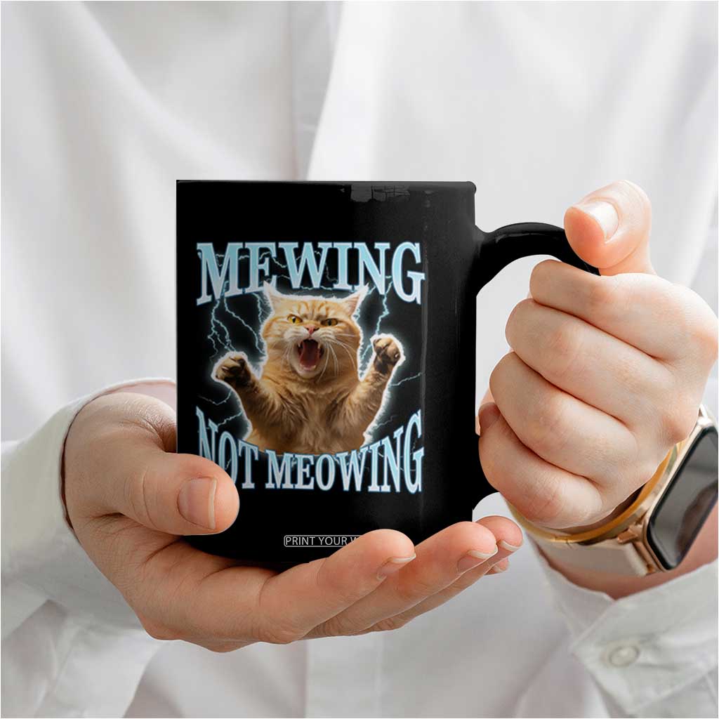 Funny Meme Cat Mewing Not Meowing Coffee Mug TS09 Print Your Wear
