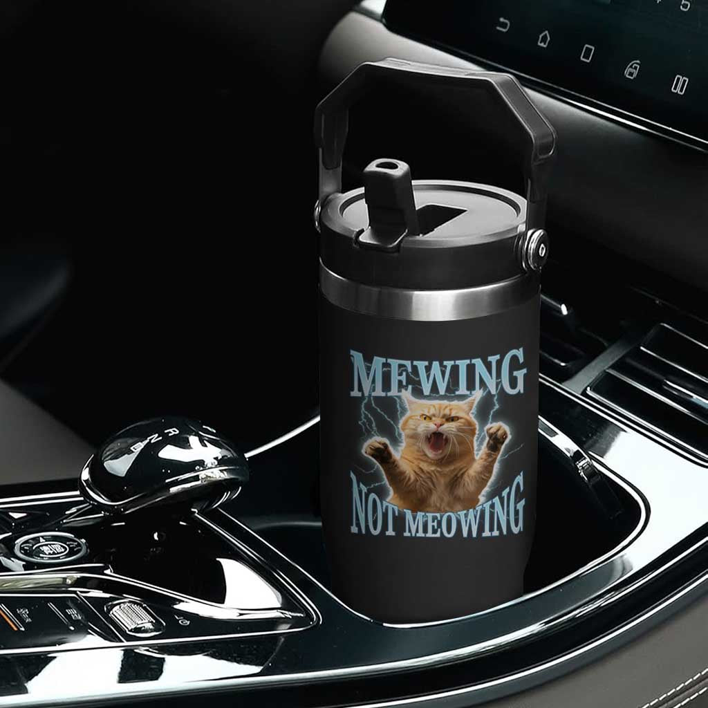 Funny Meme Cat Mewing Not Meowing Flip Straw Tumbler TS09 Print Your Wear