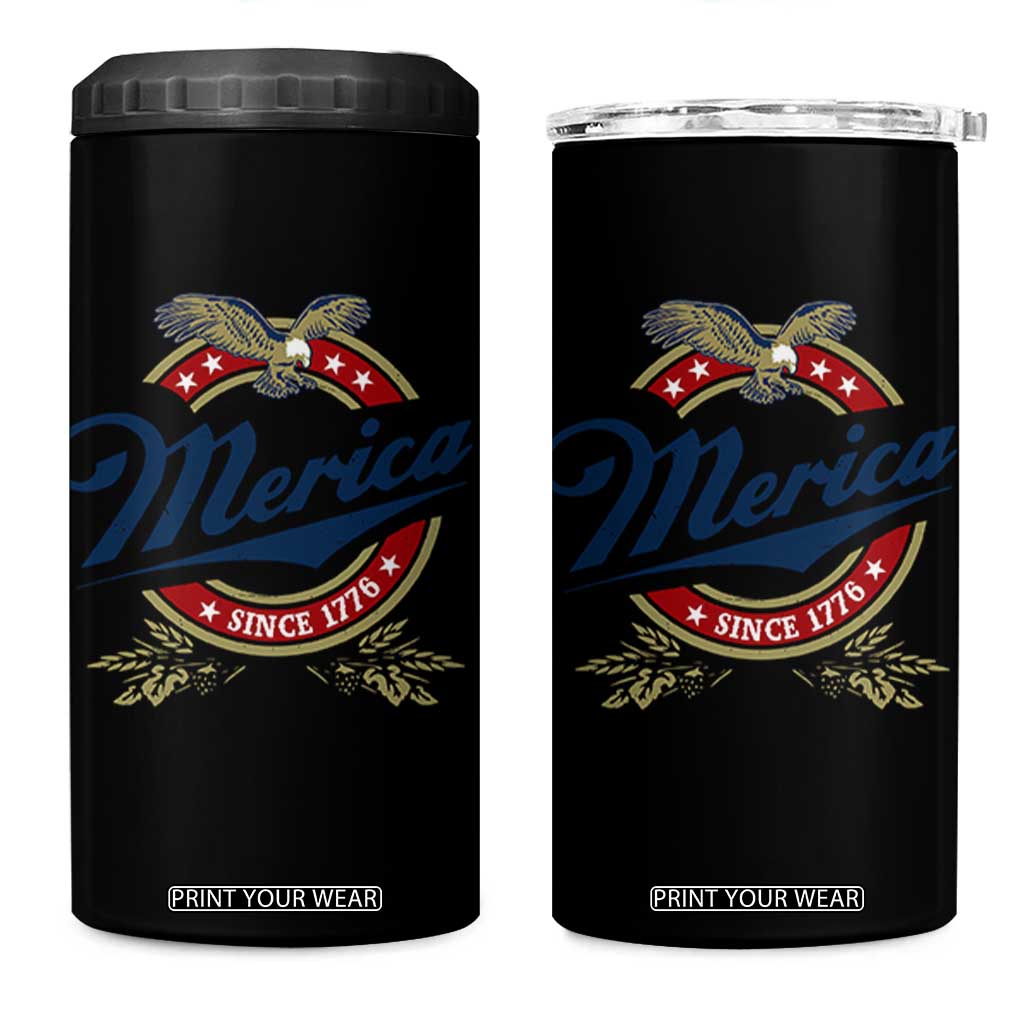 Funny Merica Since 1776 4 in 1 Can Cooler Tumbler 4th of July Beer Lover Eagle TS11 One Size: 16 oz Black Print Your Wear