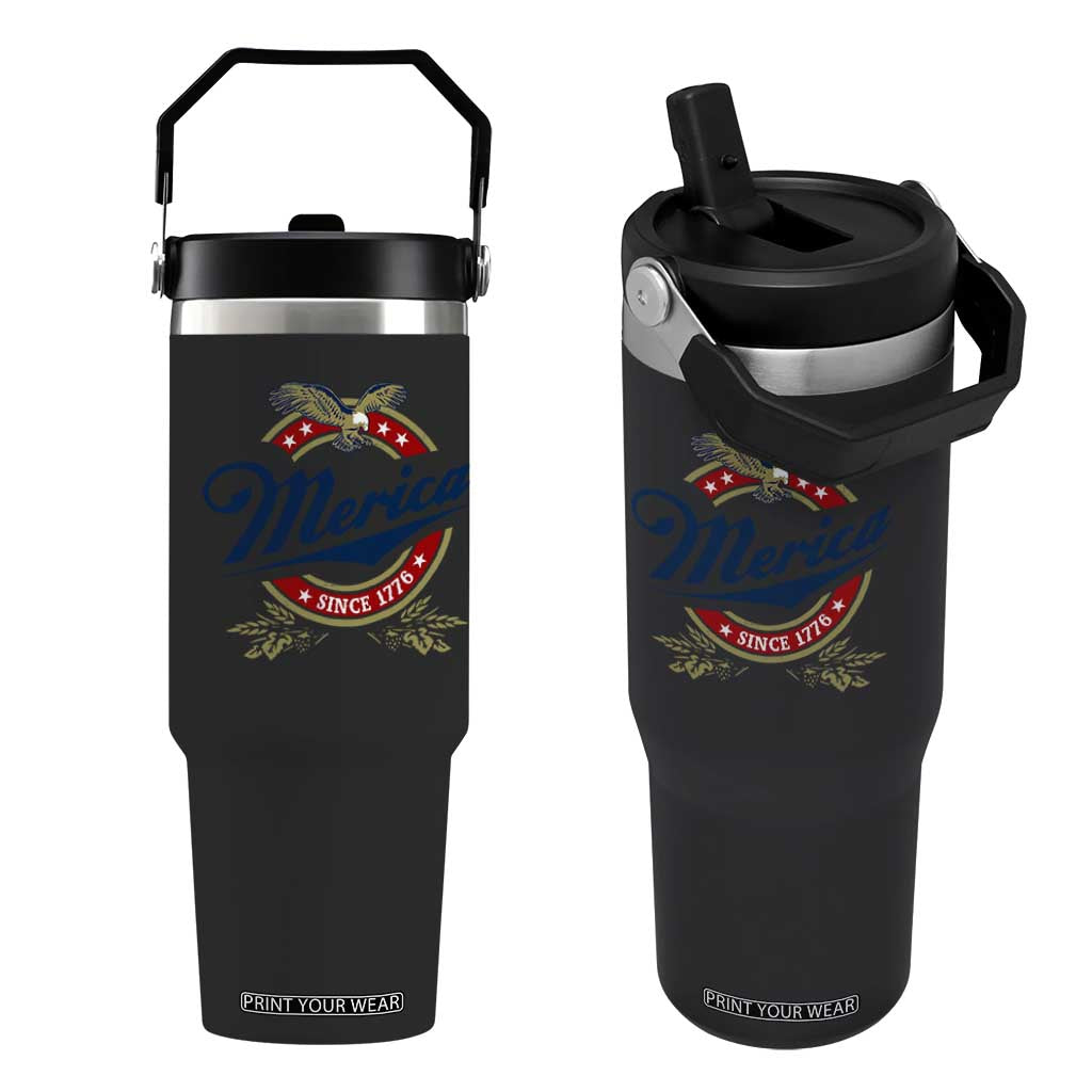 Funny Merica Since 1776 Flip Straw Tumbler 4th of July Beer Lover Eagle TS11 One Size: 30 oz Black Print Your Wear
