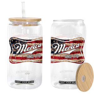 Funny Merica Since 1776 Glass Can 4th of July Beer Lover American Flag TS11 Black Print Your Wear