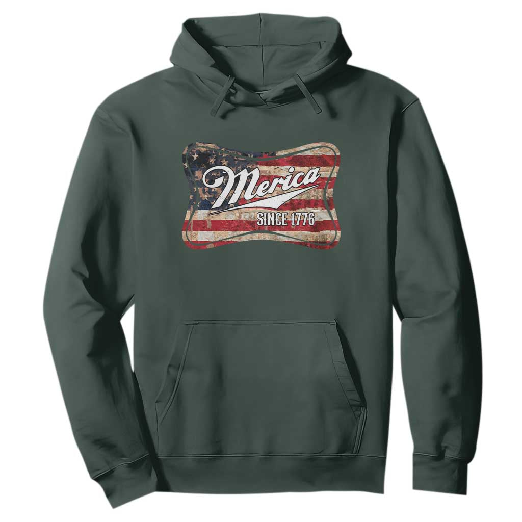 Funny Merica Since 1776 Hoodie 4th of July Beer Lover American Flag TS11 Dark Forest Green Print Your Wear