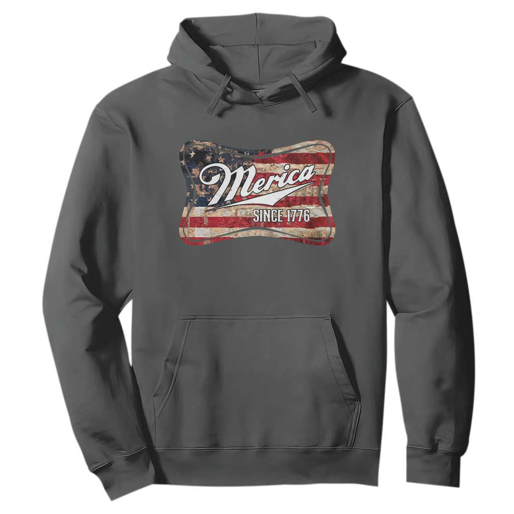 Funny Merica Since 1776 Hoodie 4th of July Beer Lover American Flag TS11 Dark Heather Print Your Wear